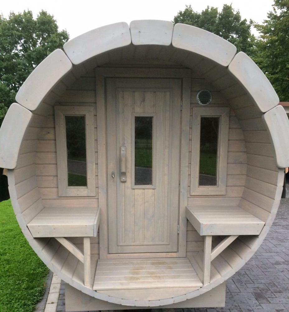 Saunafass 3,5 m/Ø 1,97 m mit Umkleideraum – Fichte