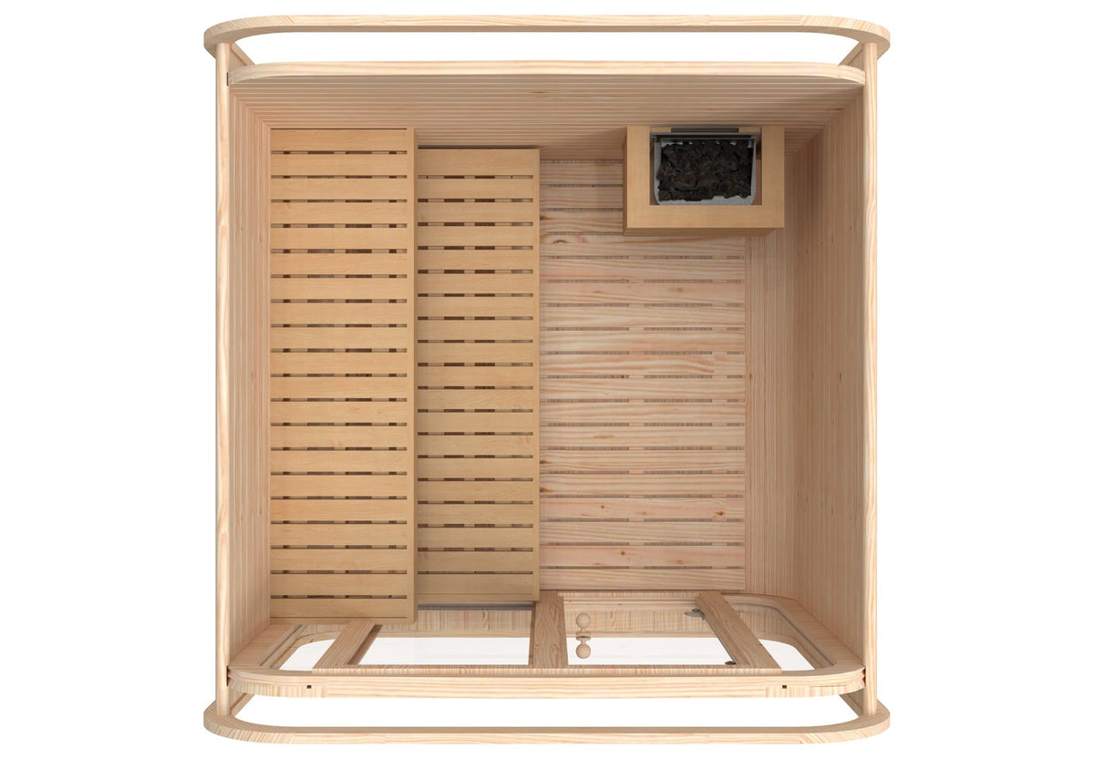 quadratisch Sauna aus KieferHolz 2.3 x 2.3 m