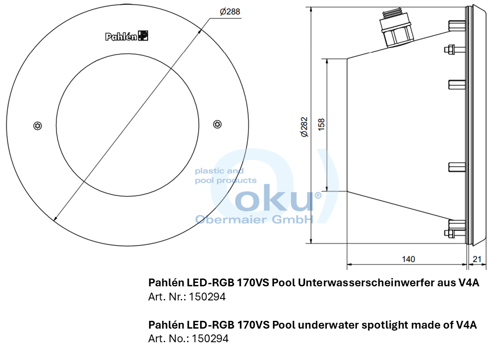 Pahlén Poolbeleuchtung SET LED RGB VS aus V4A