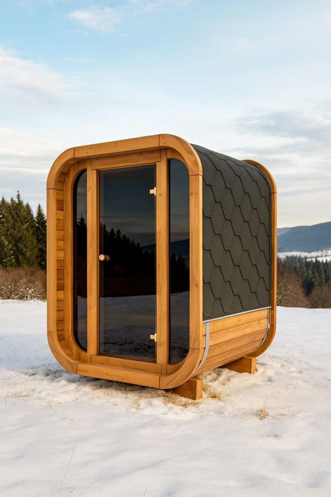 Mini quadratisch Sauna Thermoholz