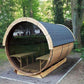 Saunafass 3,5 m/Ø 1,97 m mit Umkleideraum – Thermoholz