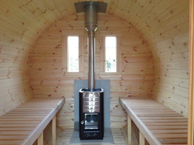 Saunafass 3,5 m/Ø 2,27 m mit Umkleideraum – Fichte
