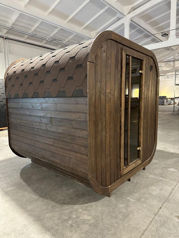 quadratisch Sauna aus Thermoholz 2.3 x 2.3 m