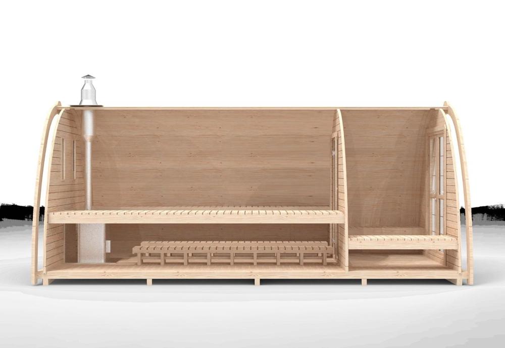 Sauna Pod 2,4 m x 5,9 m – Fichte
