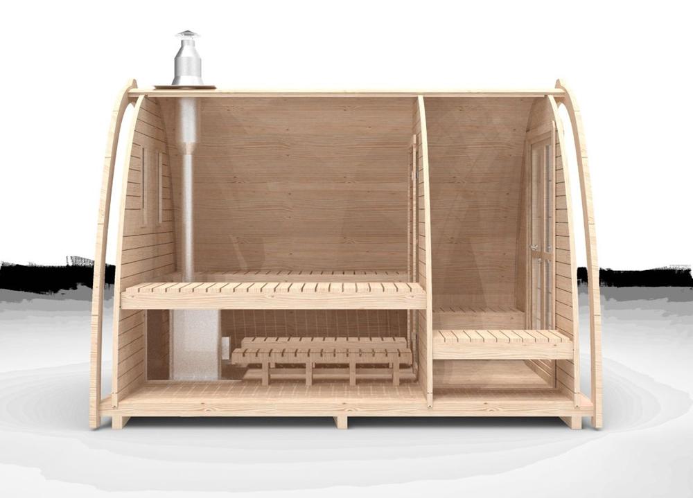 Sauna Pod 2,4 m x 3,5 m – Fichte