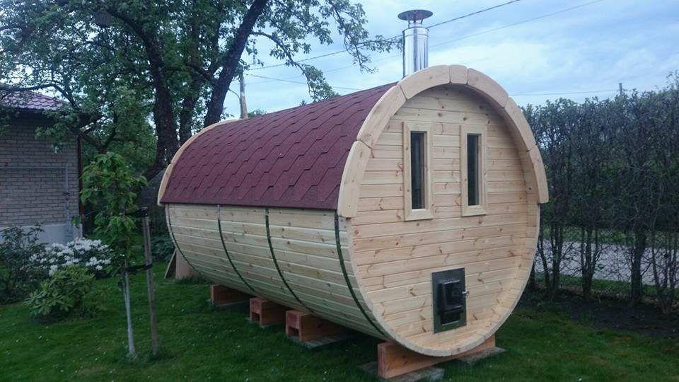 Saunafass 5,9 m/Ø 2,27 m mit Umkleideraum – Fichte