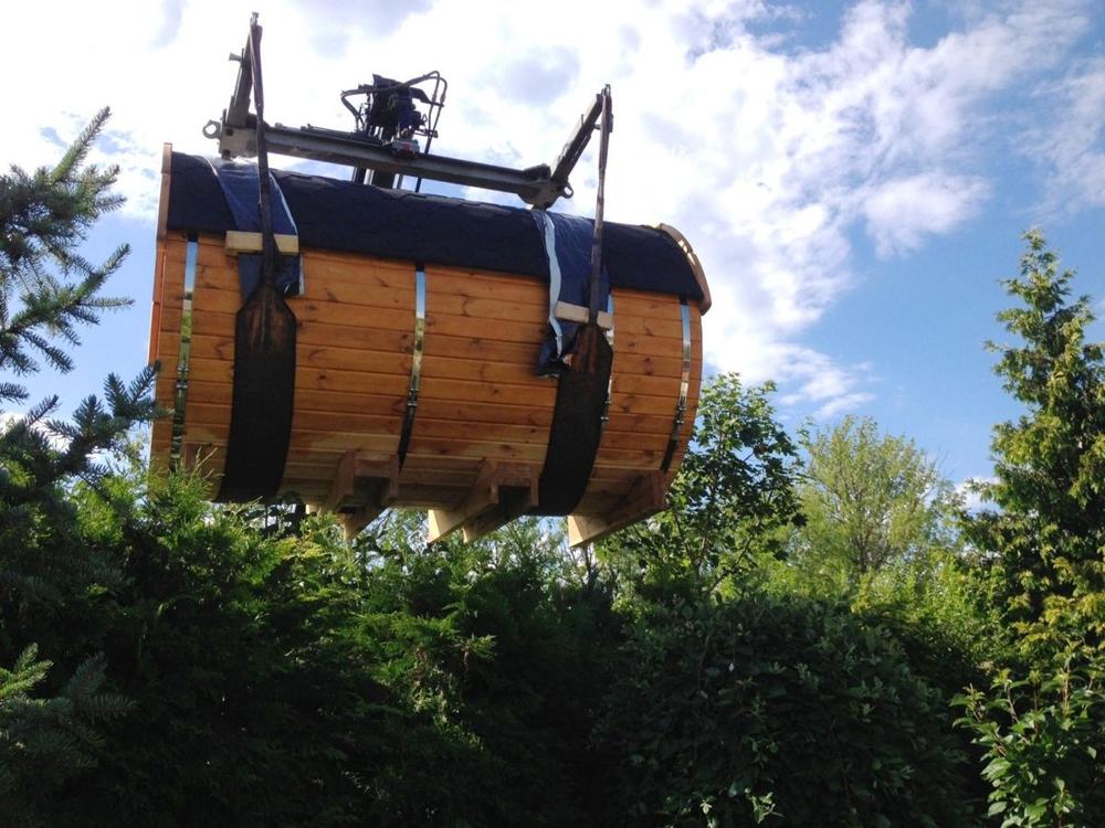 Saunafass 3,5 m/Ø 1,97 m mit Umkleideraum – Fichte