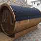 Saunafass 4,8 m/Ø 1,97 m mit Umkleideraum – Thermoholz