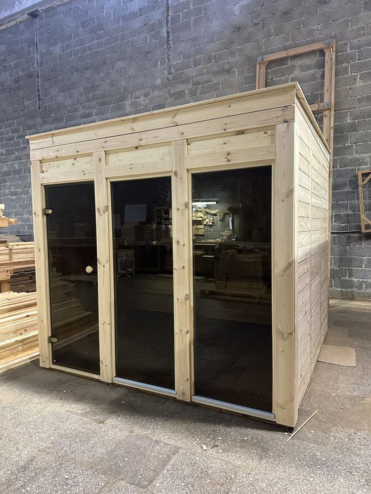 Eco Modern Sauna  aus KieferHolz 2,4x2,4 m