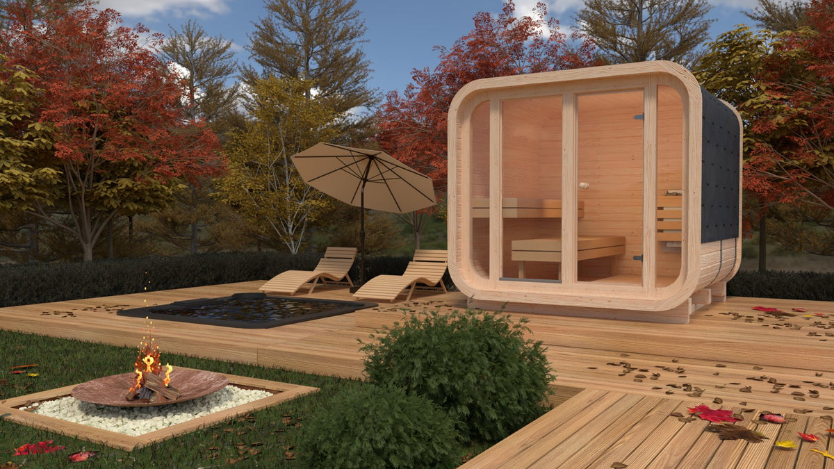 quadratisch Sauna aus KieferHolz 2.3 x 2.3 m