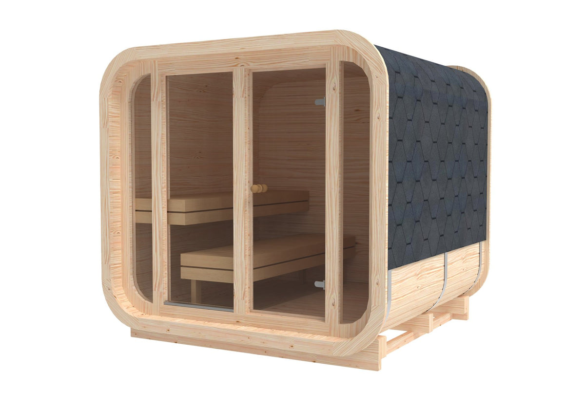 quadratisch Sauna aus KieferHolz 2.3 x 2.3 m