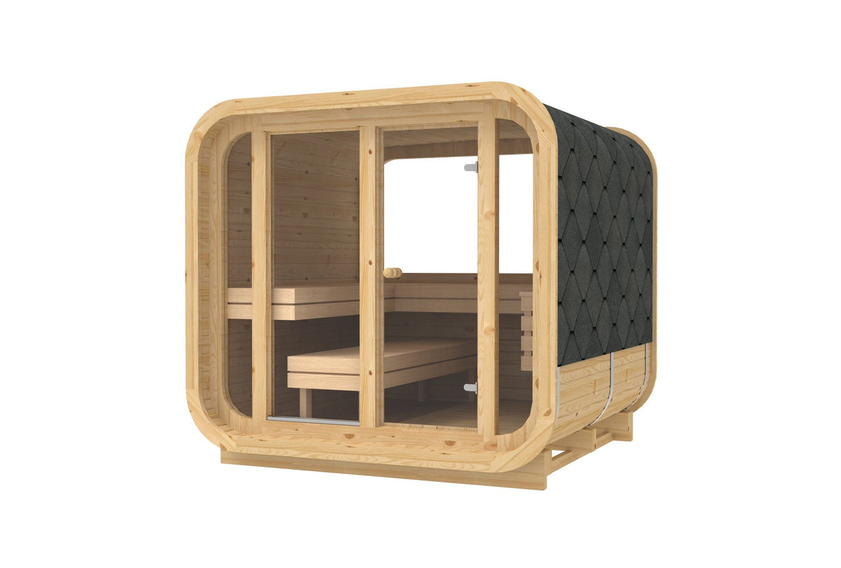 quadratisch Sauna aus KieferHolz 2.3 x 2.3 m