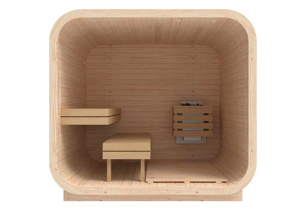 quadratisch Sauna aus KieferHolz 2.3 x 2.3 m