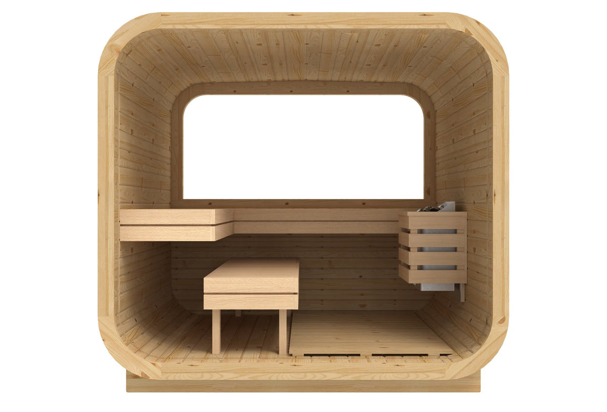 quadratisch Sauna aus KieferHolz 2.3 x 2.3 m