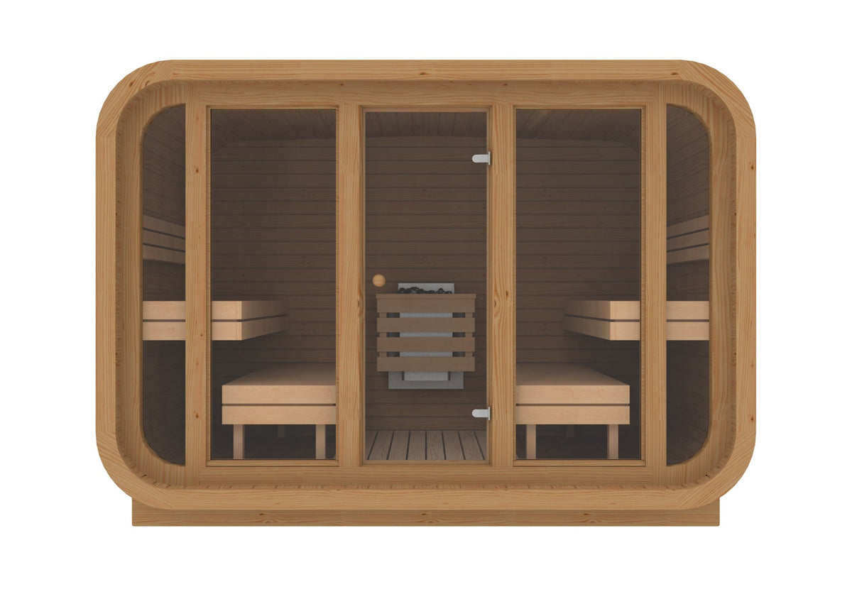 quadratisch Sauna aus Thermoholz 3.0 x 2.3 m