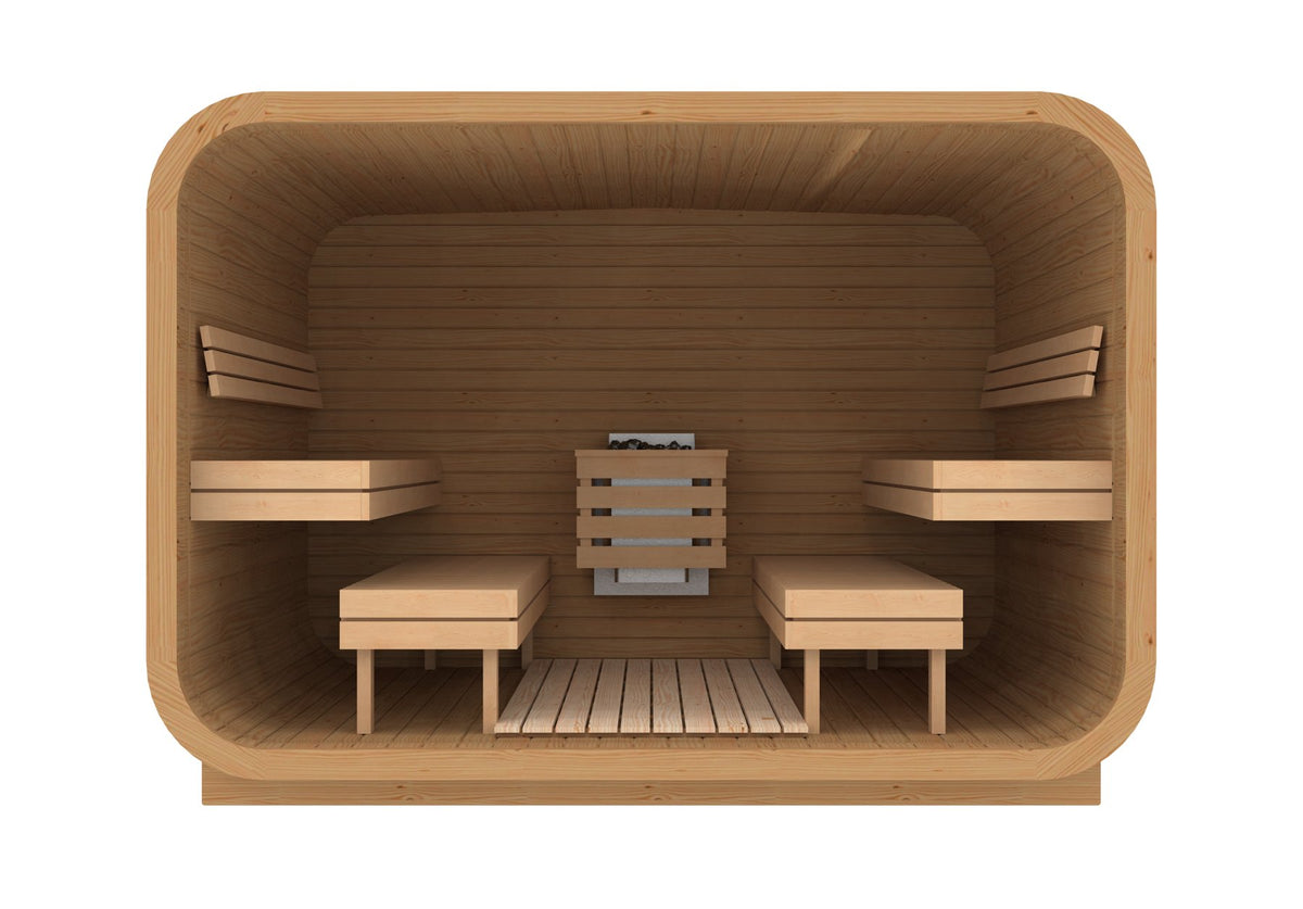 quadratisch Sauna aus Thermoholz 3.0 x 2.3 m