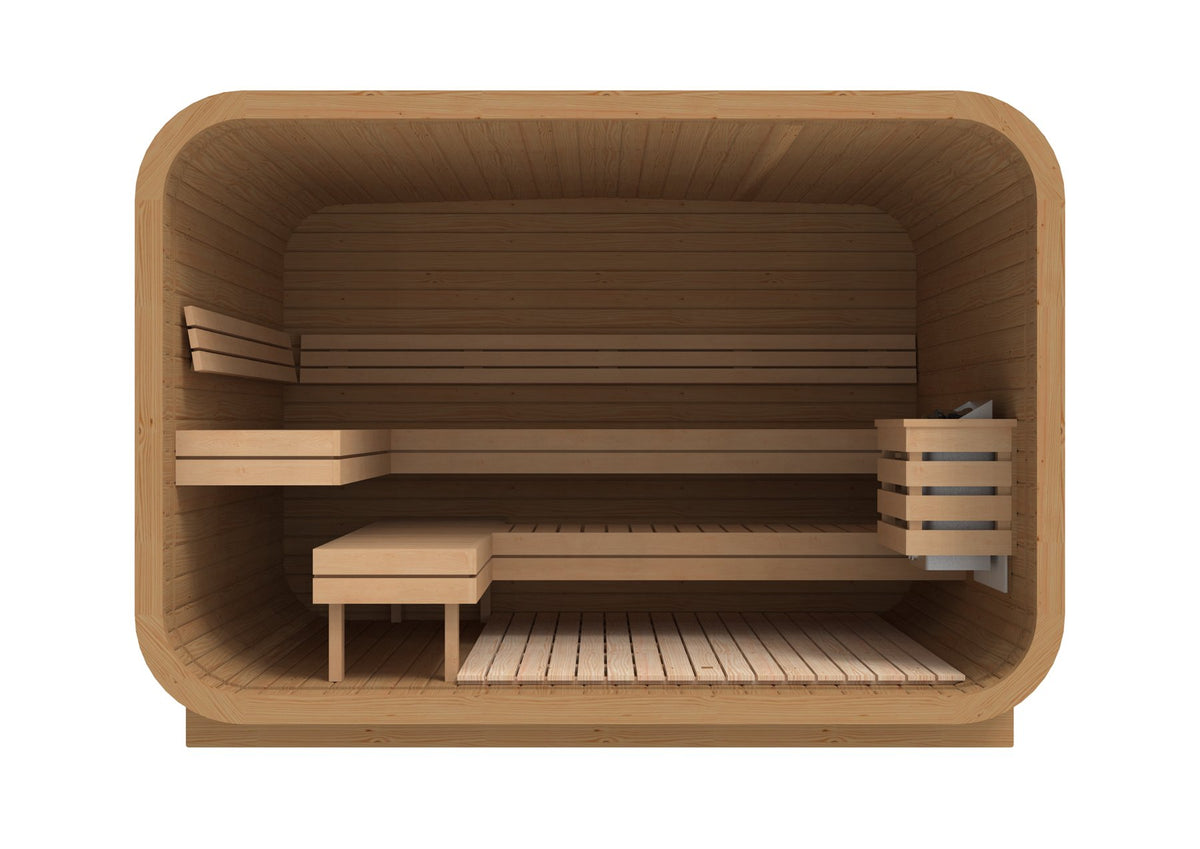 quadratisch Sauna aus Thermoholz 3.0 x 2.3 m