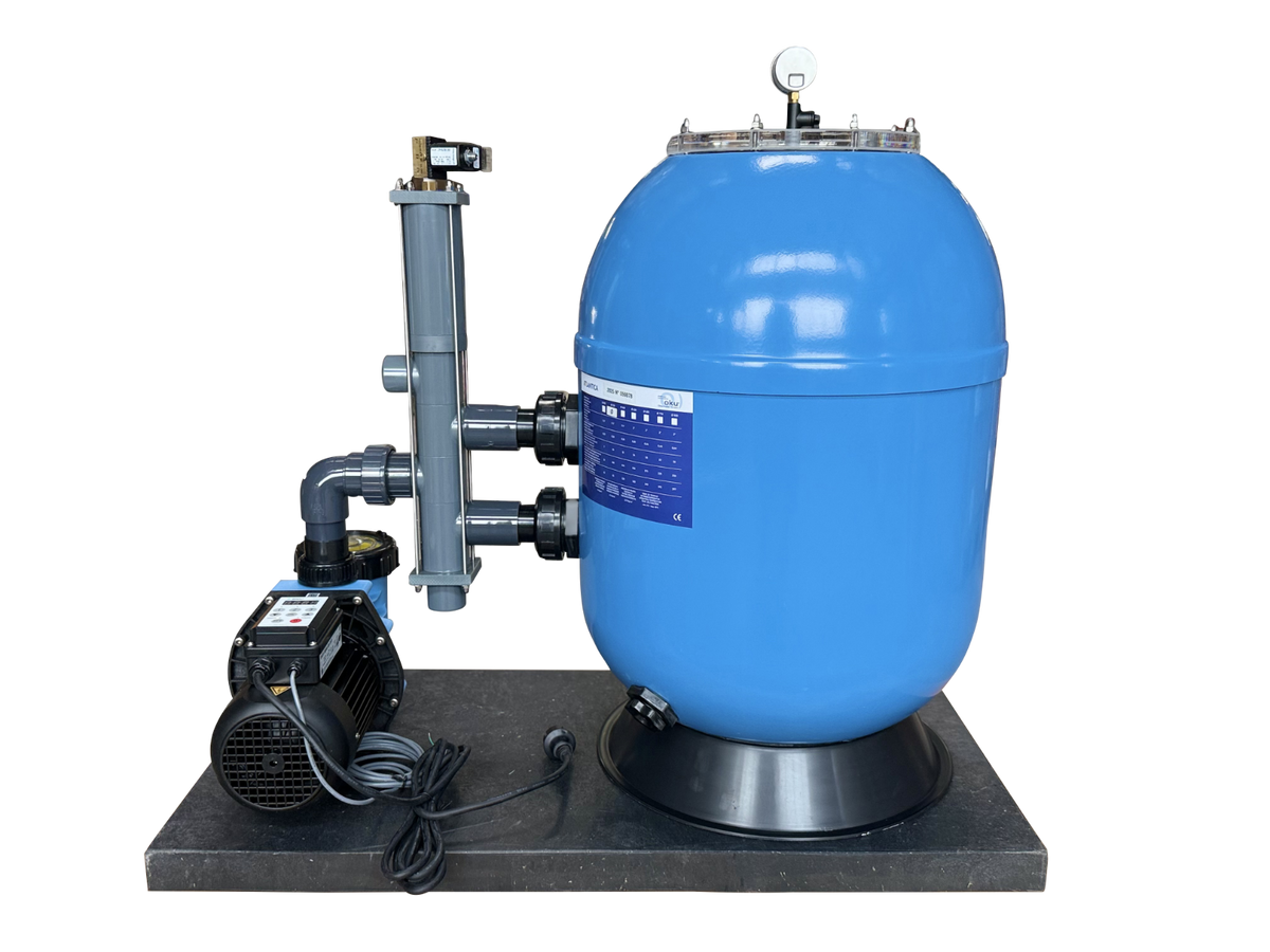GFK Sandfilteranlage Atlantica Ø 510 mm mit BESGO - Stangenventil 5-Wege | Rückspülventil und BADU Alpha ECO Soft Pumpe