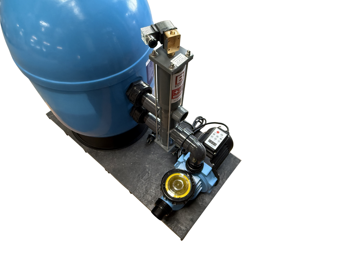 GFK Sandfilteranlage Atlantica Ø 510 mm mit BESGO - Stangenventil 5-Wege | Rückspülventil und BADU Alpha ECO Soft Pumpe