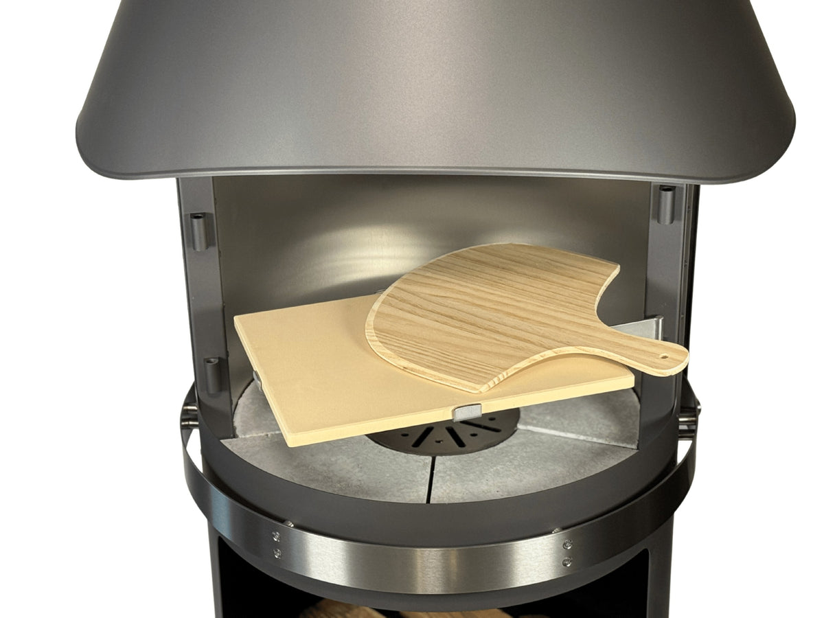 Pizzastein mit Halterung für Gartenkamin