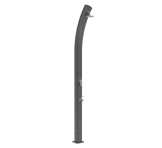 Solardusche Aluminium Solax Curve mit Kopfbrause und Fußbrause | 25 L Wassertank